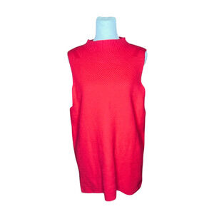 Vtg 90s Monterey Bay Sleeveless Waffle Knit Top L Tomato Girl Preppy Statement